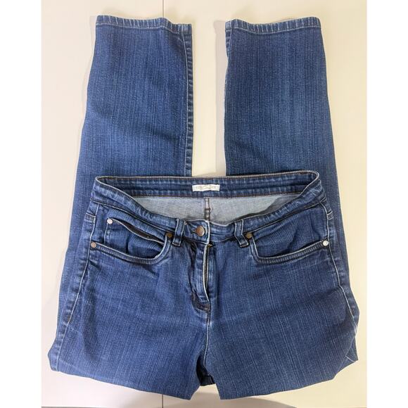 Eileen Fisher Sustainable Mid Rise Straight Leg Jean Sz 8 Basic Neutral Staple - Picture 1 of 6